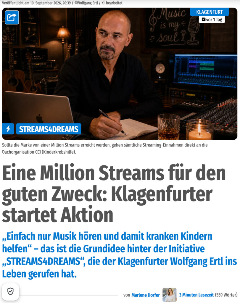 Cover des Medienberichts von 5MIN.AT über STREAMS4DREAMS